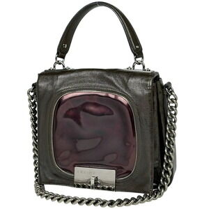 Celine logo chain shoulder bag handbag leather brown